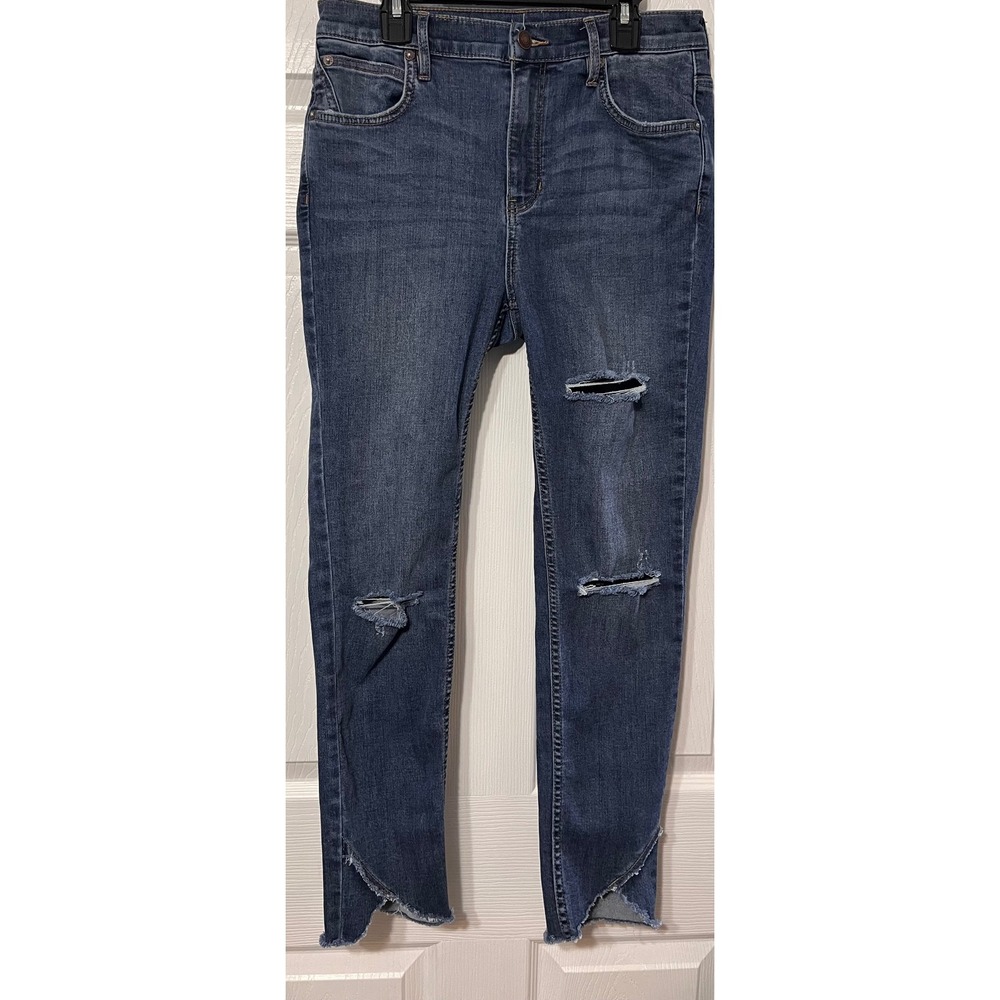 We The Free Free People Distressed Skinny Jeans Tulip Hem Medium Wash Sz 28‎